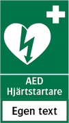 AED Hjärtstartare, med egen text