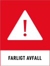 Fraktionsskylt, FARLIGT AVFALL, Traffic Red