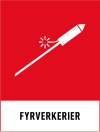 Fraktionsskylt, FYRVERKERIER, Traffic Red