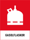 Fraktionsskylt, GASOLFLASKOR, Traffic Red