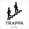 Taktil/Braille symbolskylt, TRAPPA, vit/svart