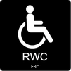 Taktil/Braille symbolskylt, RWC (HK-symbol), m.grå/vit