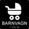 Taktil/Braille symbolskylt, BARNVAGN, m.grå/vit